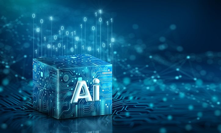 Ai-Prozessor-Chip von Cube Technology. Big Data Storage, Cloud Computing, Maschinelles Lernen, Ai Blockchain Technologie. Künstliche Intelligenz Lernfähigkeit Konzept.